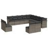 vidaXL 12-tlg. Garten-Sofagarnitur mit Kissen Grau Poly Rattan
