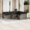 vidaXL 10-tlg. Garten-Sofagarnitur mit Kissen Grau Poly Rattan