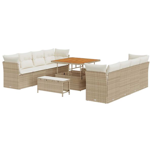 vidaXL Gartensofa-set 11 pcs Beige Poly-Rattan