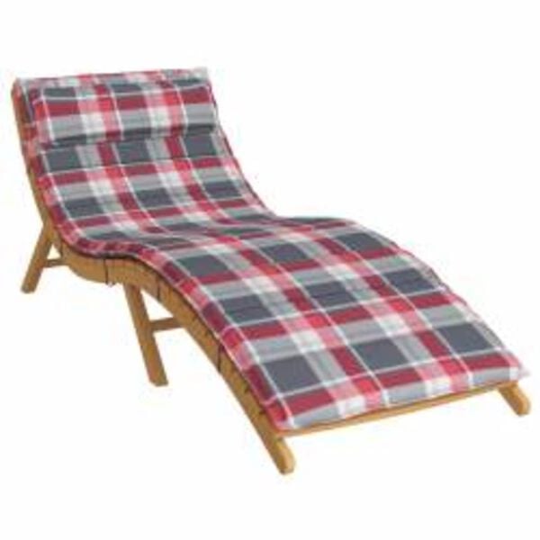 vidaXL Sonnen-Lounger Kissen Rot und Grau 180 x 60 x 4 cm Oxford-Stoff