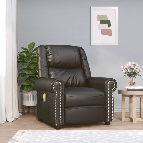 vidaXL Massagesessel Schwarz Gl&auml;nzendes Kunstleder