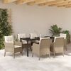vidaXL Garten Essgruppe mit Kissen 7 pcs Beige Poly-Rattan