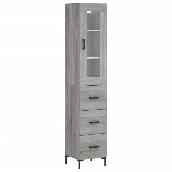 vidaXL Highboard Grau Sonoma 34,5x34x180 cm Holzwerkstoff