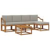 vidaXL Outdoor-Sofagarnitur mit Kissen 6 pcs Nat&uuml;rlich und Hellgrau
