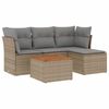 vidaXL 5-tlg. Garten-Sofagarnitur mit Kissen Beige Poly Rattan