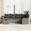 vidaXL Garten-Sofa-Set mit Kissen mit Speicher 6 pcs Grau Poly Rattan