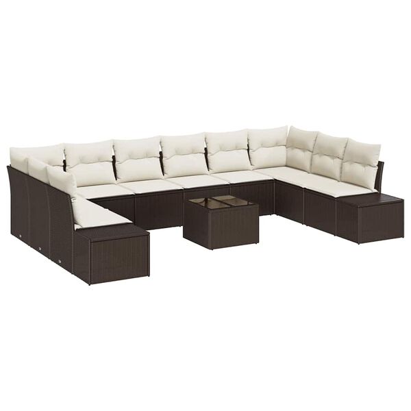 vidaXL Gartensofa-set mit Kissen 10 pcs Braun und Creme Polyrattan