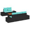vidaXL Gartensofa-set 6 stk. Schwarz und T&uuml;rkis Poly-Rattan