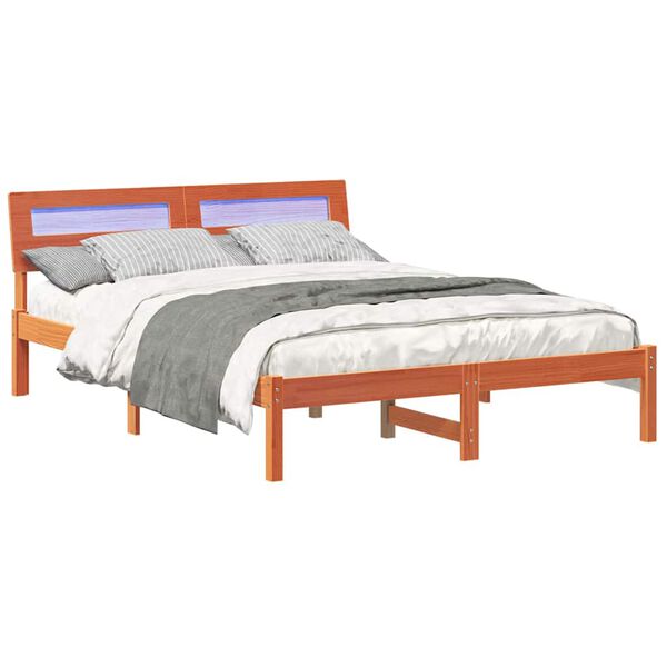 vidaXL Bettrahmen Wachsbraun 140 x 190 cm Massives Kiefernholz