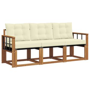 vidaXL Outdoor-Sofagarnitur 3 stk. Natur und Creme