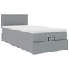vidaXL Ottomane Bett mit Matratze & LEDs Hellgrau 90x200 cm Stoff