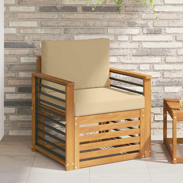 vidaXL Outdoor-Sofagarnitur Massives Akazienholz und Polyester Natur