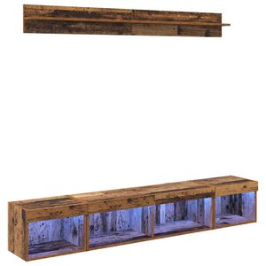 vidaXL TV-Wandregal-Set 5 Stk. Altholz Holzwerkstoff
