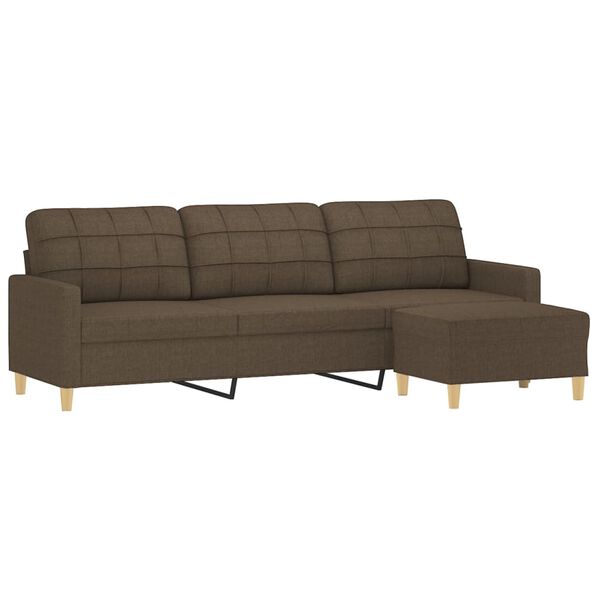 vidaXL 3-Sitzer-Sofa mit Hocker Braun 210 cm Stoff