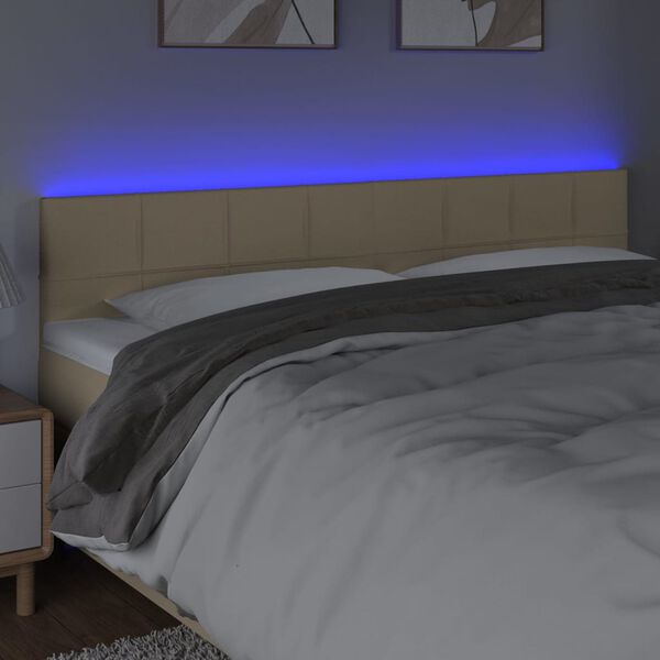 vidaXL LED Kopfteil Creme 200x5x78/88 cm Stoff