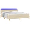 vidaXL LED Boxspringbett mit Matratze mit LED Creme 200 x 200 cm Stoff