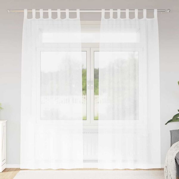 vidaXL Voile-Vorhang mit Vorh&auml;ngen 2 pcs Wei&szlig; 245 x 140 cm Polyester