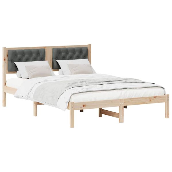 vidaXL Bettrahmen Dunkelgrau 140 x 190 cm Massives Kiefernholz
