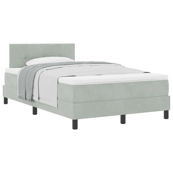 vidaXL Boxspringbett mit Matratze Hellgrau 120 x 190 cm Samt