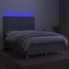 vidaXL Boxspringbett mit Matratze & LED Hellgrau 140x190 cm Stoff