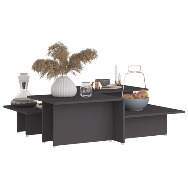 vidaXL Couchtische 2 Stk. Grau 111,5x50x33 cm Holzwerkstoff