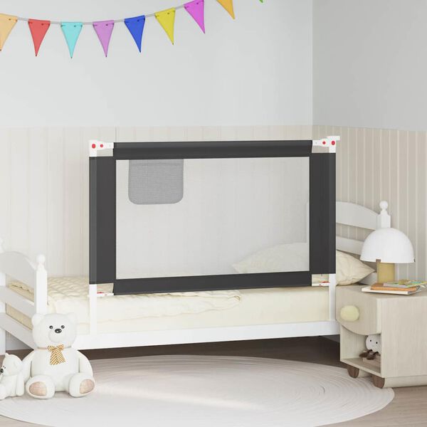 vidaXL Kleinkind-Bettschutzgitter Dunkelgrau 120x25 cm Stoff