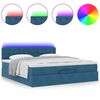 vidaXL Ottoman-Bett mit Matratze & LEDs Dunkelblau 180x200 cm Samt