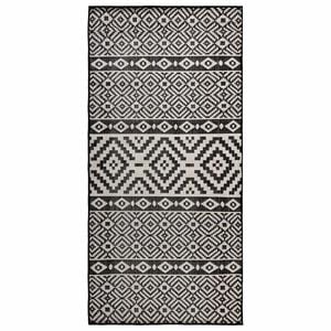 vidaXL Outdoor-Teppich Flachgewebe 80x150 cm Schwarz Gestreift