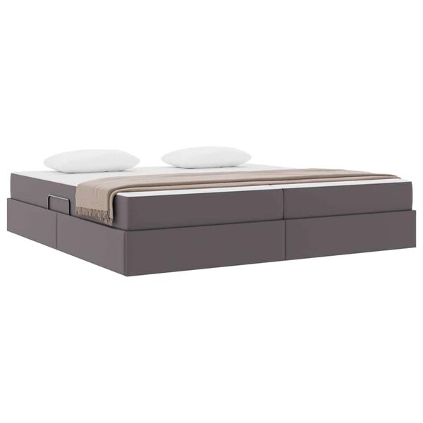 vidaXL Aufbewahrungsbett mit Matratze mit Matratze 2 pcs Grau Leder