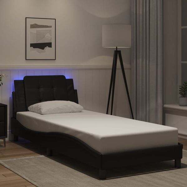 vidaXL Bettgestell mit LED ohne Matratze "Zadar" Schwarz 80x200 cm