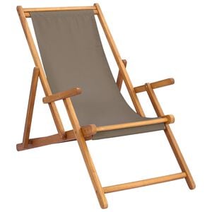 vidaXL Liegestuhl Taupe Massivholz Teak