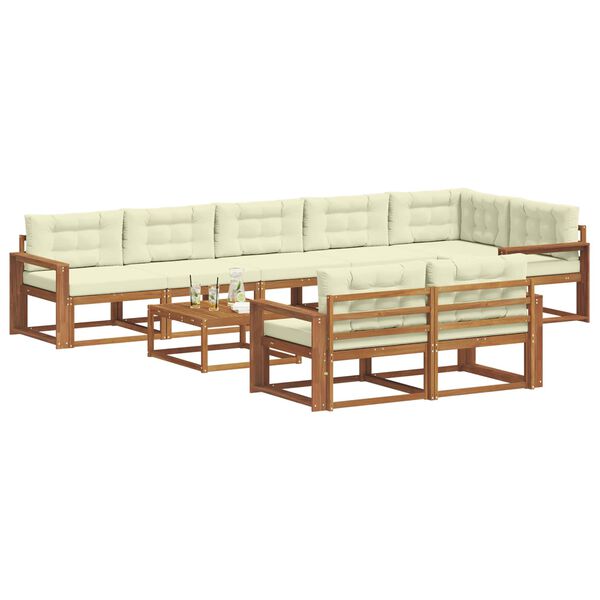 vidaXL Outdoor-Sofagarnitur mit Kissen 9 pcs Natur und Creme