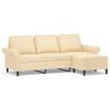 vidaXL 3-Sitzer-Sofa mit Hocker Creme 180 cm Stoff