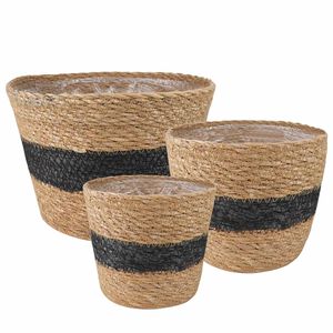 vidaXL 3 stk. Nat&uuml;rlich und Schwarz &Oslash;26 x 19 cm 100% Seegras