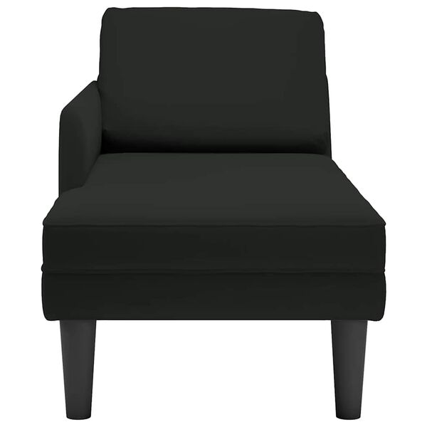 vidaXL Chaiselongue mit Kissen und Rechter Armlehne Schwarz Samt