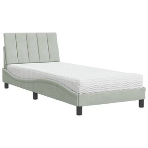vidaXL Bett mit Matratze "Hanko" Hellgrau 90x200 cm Samt