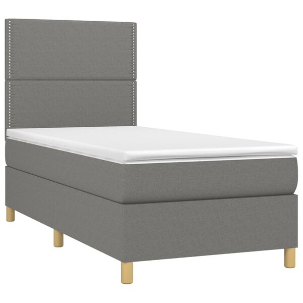 vidaXL Boxspringbett mit Matratze & LED Dunkelgrau 80x200 cm Stoff