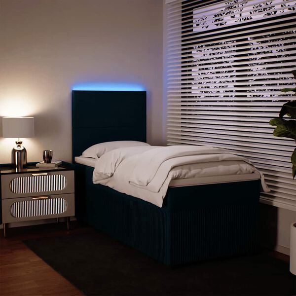 vidaXL Boxspringbett mit Matratze Blau 90x200 cm Samt