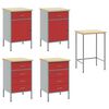 vidaXL Werkbank 3 pcs Rot 150 x 55 x 85 cm Ingenieure Holz und Stahl
