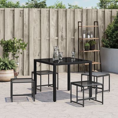 vidaXL Gartenhocker 4 Stk. Schwarz Poly Rattan