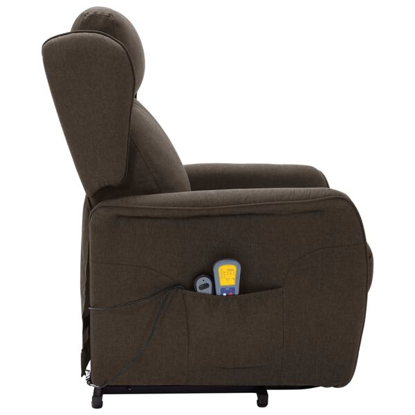 vidaXL Massagesessel mit Aufstehhilfe Dunkelbraun Stoff