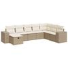 vidaXL 8-tlg. Garten-Sofagarnitur mit Kissen Beige Poly Rattan