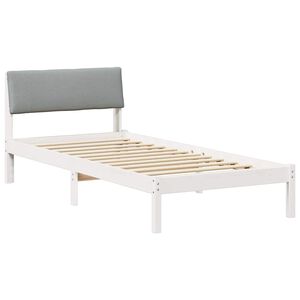 vidaXL Bettgestell Wei&szlig; und Hellgrau 100 x 200 cm Massivholz Kiefer