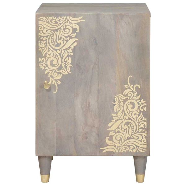 vidaXL Badezimmerschrank mit Tür Grau 38 x 33 x 58 cm Massivholz Mango