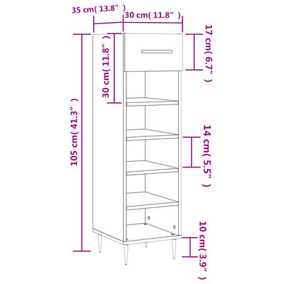 vidaXL Schuhschrank Weiß 30x35x105 cm Holzwerkstoff