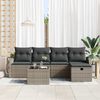 vidaXL Garten-Sofa-Set mit Kissen mit Speicher 6 pcs Grau Poly Rattan