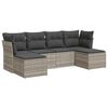 vidaXL 6-tlg. Garten-Sofagarnitur mit Kissen Hellgrau Poly Rattan