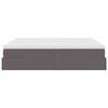 vidaXL Ottoman-Bett mit Matratzen Grau 200x200 cm Kunstleder