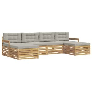 vidaXL Outdoor-Sofagarnitur 6 stk. Wei&szlig; und Hellgrau Massivholz Akazie