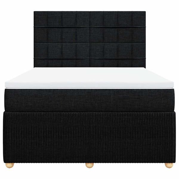 vidaXL Boxspringbett mit Matratze Schwarz 140x200 cm Stoff